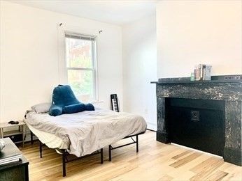 Bedroom, Fireplace, Interior, Wood Texture Flooring