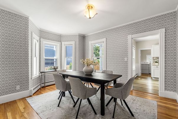 Dining room, Interior, Wood Texture Flooring
