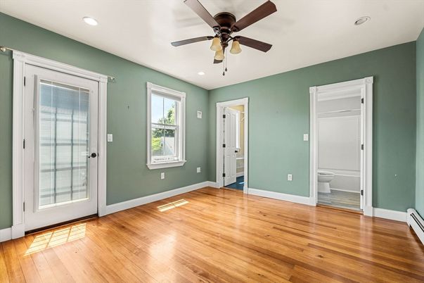 Bathroom, Empty room, Interior, Recessed Lighting, Wood Texture Flooring
