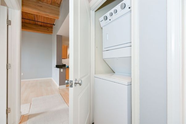 Interior, Utility Closets, Washer, Wooden Beams, Wooden Ceilings, Wood Texture Flooring