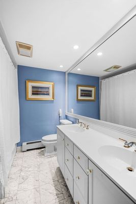 Bathroom, Dual Sink Vanities, Interior, Marble, Recessed Lighting