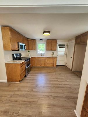 Interior, Kitchen, Stainless Steel Appliances, Wood Texture Flooring
