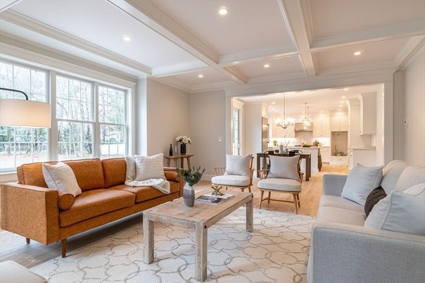 Interior, Kitchen, Living room, Pendant Lights, Recessed Lighting, Wood Texture Flooring