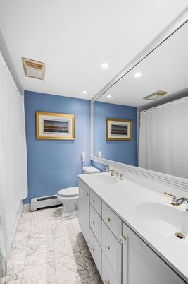 Bathroom, Dual Sink Vanities, Interior, Marble, Recessed Lighting