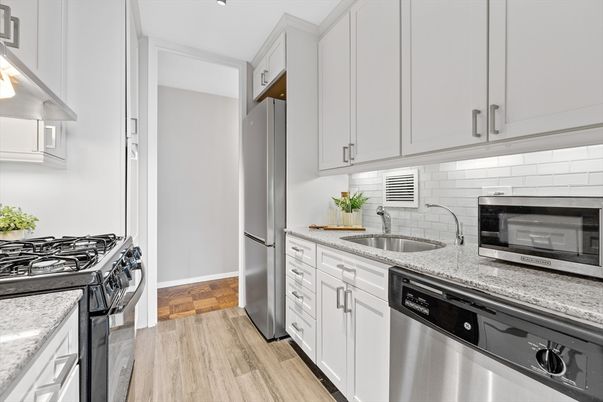 Interior, Kitchen, Stainless Steel Appliances, Wood Texture Flooring