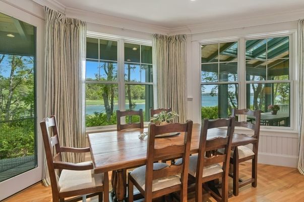 Dining room, Interior, Recessed Lighting, Water, Wood Texture Flooring