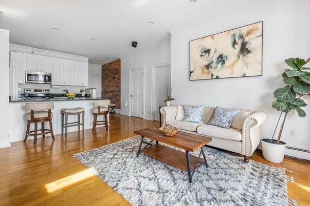 Interior, Kitchen, Living room, Recessed Lighting, Stainless Steel Appliances, Wood Texture Flooring