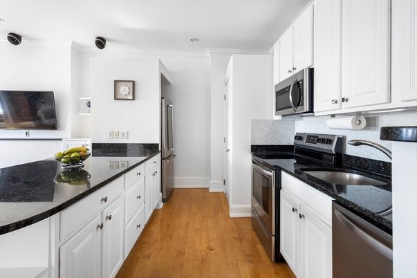 Interior, Kitchen, Recessed Lighting, Wood Texture Flooring