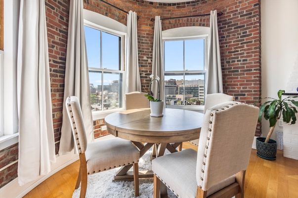 Dining room, Interior, Stone Walls, Wood Texture Flooring