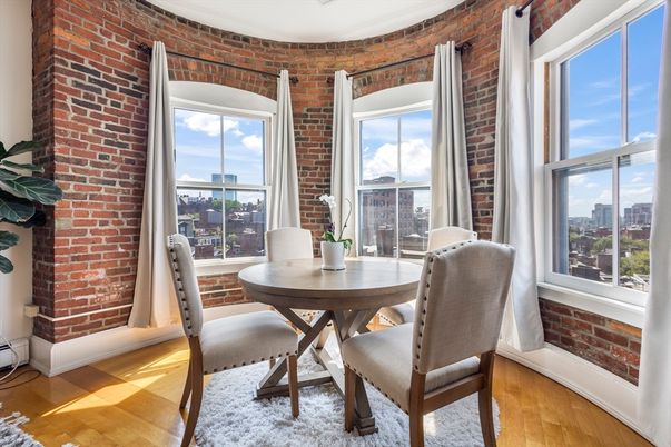 Dining room, Interior, Stone Walls, Wood Texture Flooring