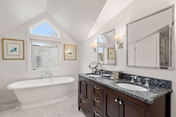 Bathroom, Dual Sink Vanities, Free Standing Baths, Interior, Marble