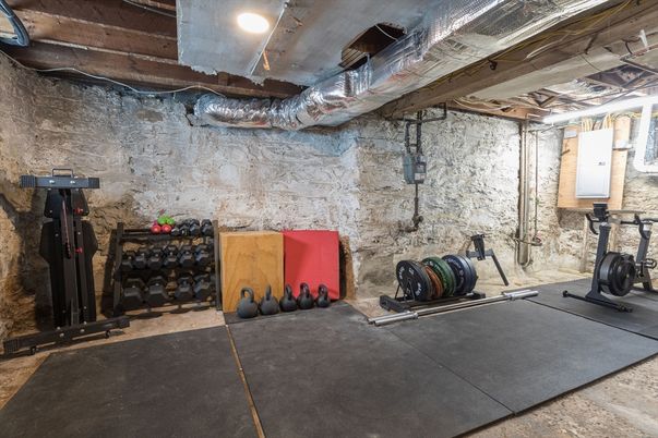 Fitness Equipment, Interior, Stone Walls