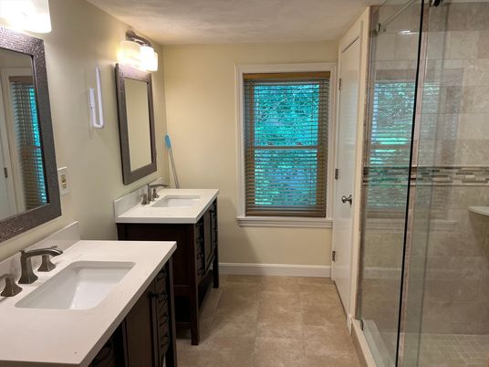 Bathroom, Dual Sink Vanities, Glass Shower, Interior