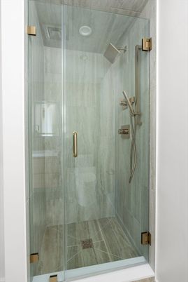 Bathroom, Glass Shower, Interior, Recessed Lighting