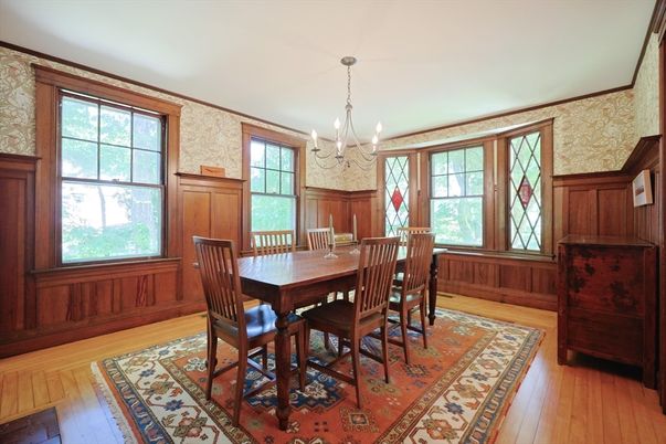 Chandelier, Dining room, Interior, Wood Texture Flooring, Wooden Walls