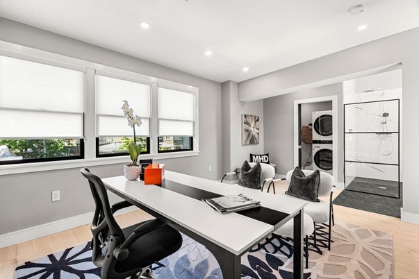 Home Office, Interior, Recessed Lighting, Wood Texture Flooring