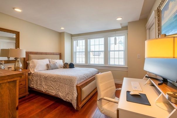 Bedroom, Home Office, Interior, Recessed Lighting, Wood Texture Flooring