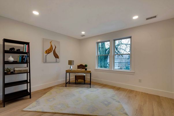 Home Office, Interior, Recessed Lighting, Wood Texture Flooring