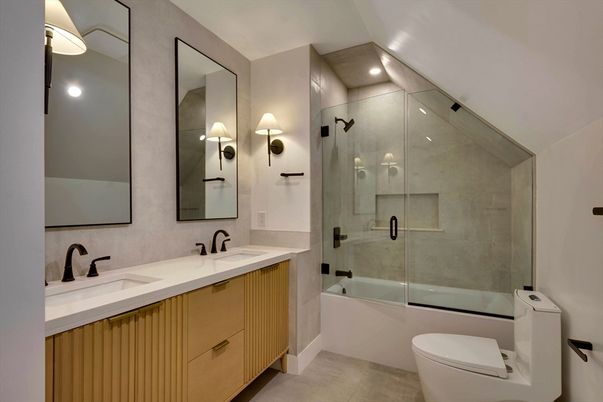 Bathroom, Dual Sink Vanities, Glass Shower, Interior, Recessed Lighting