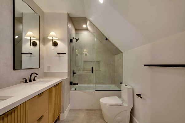 Bathroom, Dual Sink Vanities, Glass Shower, Interior, Recessed Lighting
