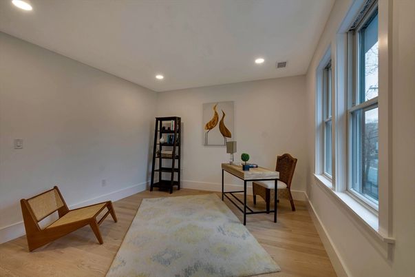 Home Office, Interior, Recessed Lighting, Wood Texture Flooring