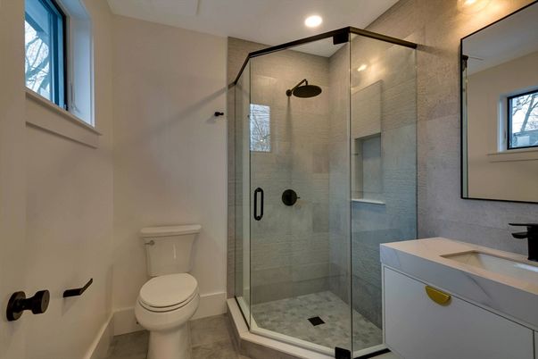 Bathroom, Glass Shower, Interior, Recessed Lighting