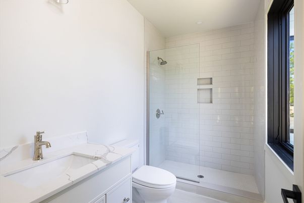 Bathroom, Glass Shower, Interior, Recessed Lighting