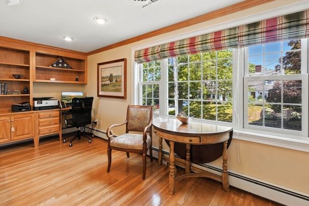Home Office, Interior, Recessed Lighting, Wood Texture Flooring