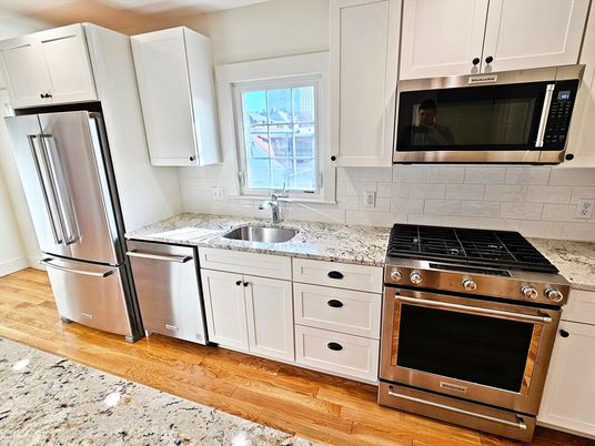 Interior, Kitchen, Stainless Steel Appliances, Wood Texture Flooring