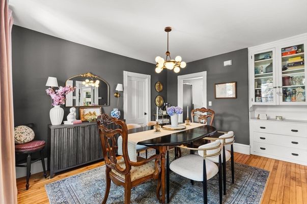 Chandelier, Dining room, Interior, Pendant Lights, Wood Texture Flooring