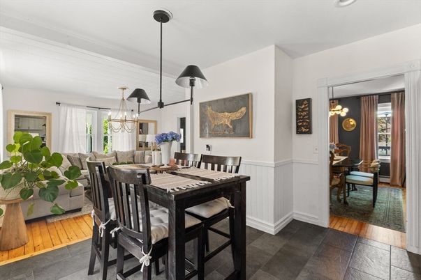 Chandelier, Dining room, Interior, Pendant Lights, Wood Texture Flooring