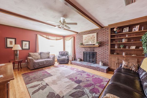 Fireplace, Interior, Living room, Stone Walls, Wood Texture Flooring