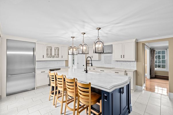 Interior, Kitchen, Pendant Lights, Stainless Steel Appliances, Wood Texture Flooring
