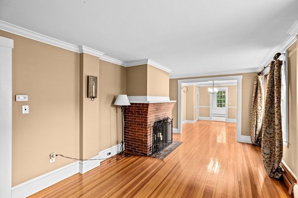 Fireplace, Interior, Pendant Lights, Wood Texture Flooring