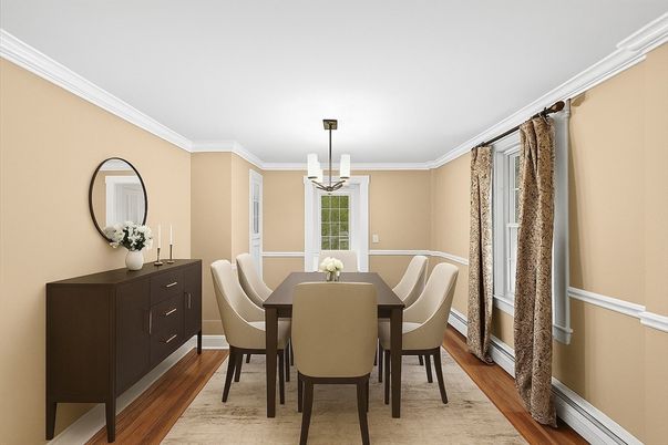 Chandelier, Dining room, Interior, Pendant Lights, Wood Texture Flooring