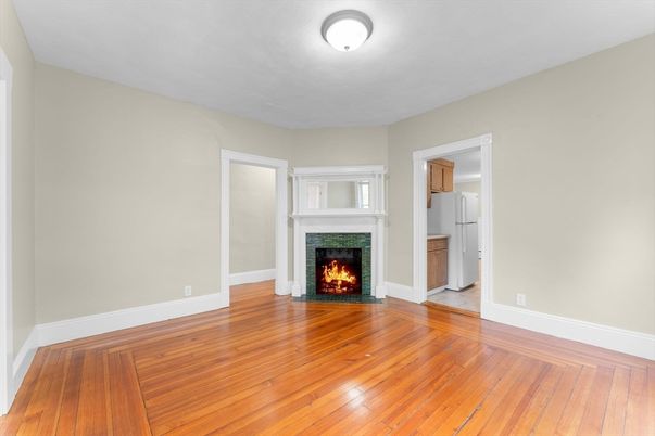 Empty room, Fireplace, Interior, Wood Texture Flooring