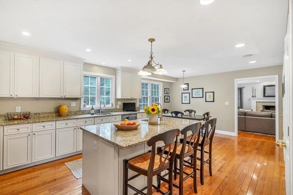 Interior, Kitchen, Pendant Lights, Recessed Lighting, Wood Texture Flooring
