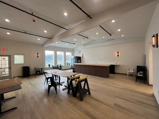 Dining room, Interior, Recessed Lighting, Wood Texture Flooring