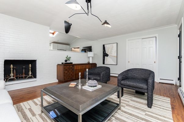 Fireplace, Interior, Living room, Stone Walls, Wood Texture Flooring
