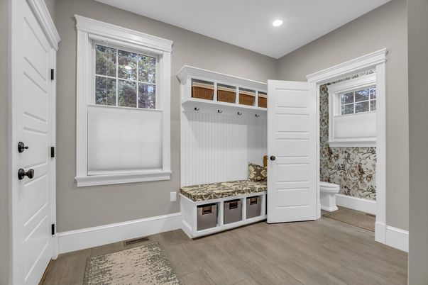 Bathroom, Interior, Recessed Lighting, Wood Texture Flooring
