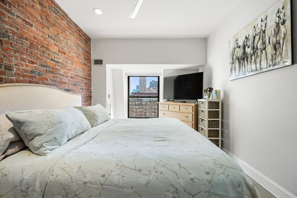 Bedroom, Interior, Recessed Lighting, Stone Walls