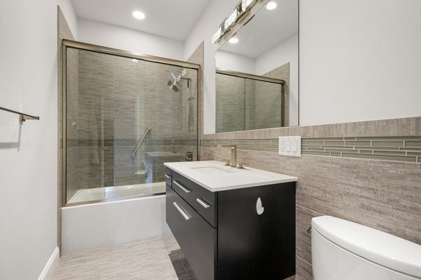 Bathroom, Glass Shower, Interior, Recessed Lighting