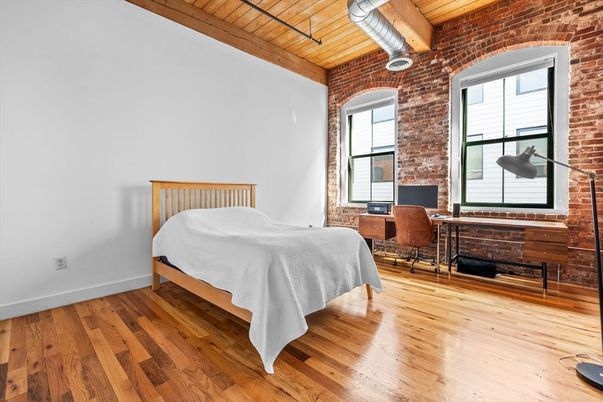 Bedroom, Home Office, Interior, Stone Walls, Wooden Beams, Wooden Ceilings, Wood Texture Flooring