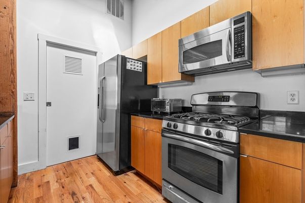 Interior, Kitchen, Stainless Steel Appliances, Wood Texture Flooring