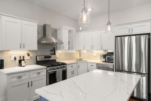 Interior, Kitchen, Pendant Lights, Recessed Lighting, Stainless Steel Appliances