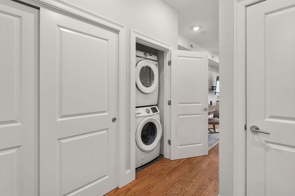 Interior, Recessed Lighting, Utility Closets, Washer, Wood Texture Flooring