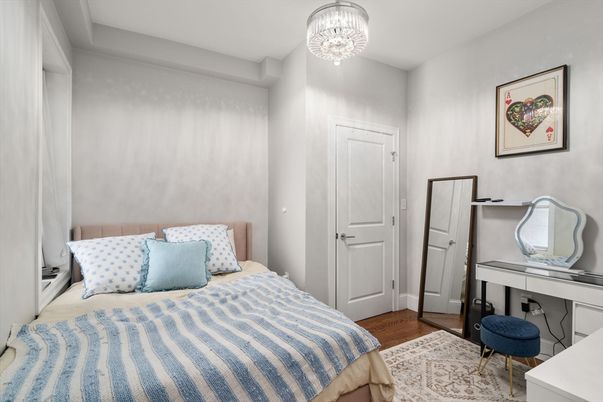 Bedroom, Chandelier, Interior, Wood Texture Flooring