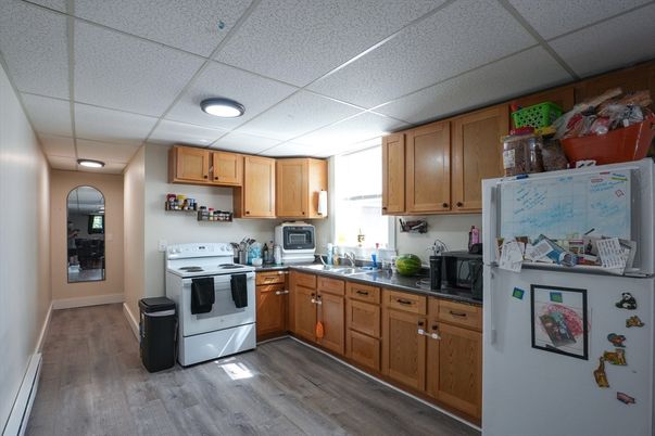 Interior, Kitchen, Recessed Lighting, Wood Texture Flooring