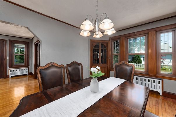 Chandelier, Dining room, Interior, Wood Texture Flooring