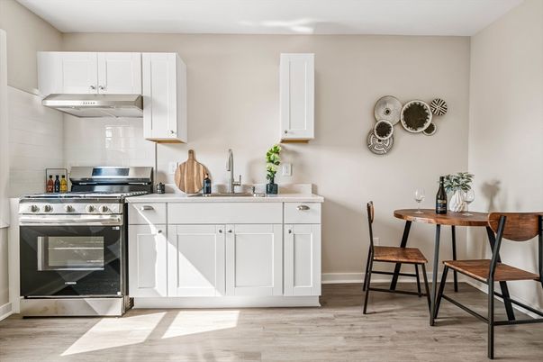 Interior, Kitchen, Stainless Steel Appliances, Wood Texture Flooring